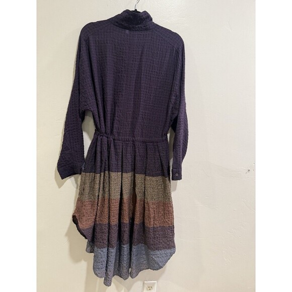 Free People Ray of Light Button Down Waffle Knit Shirt Dress Purple Sz Medium - Picture 2 of 7